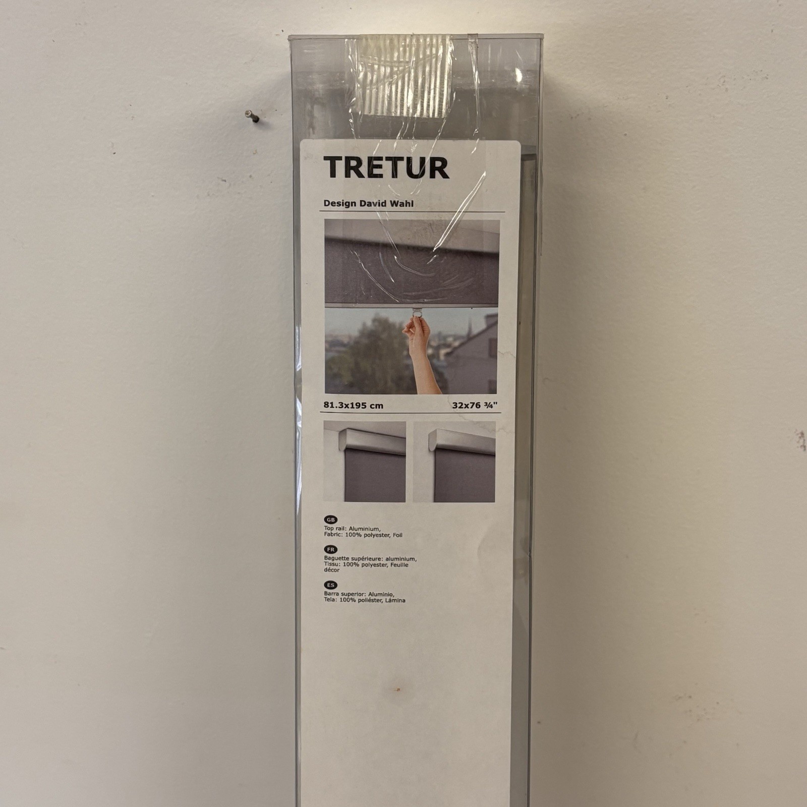 IKEA TRETUR Blackout Roller Blind Gray 32×76 ¾” in Original Package