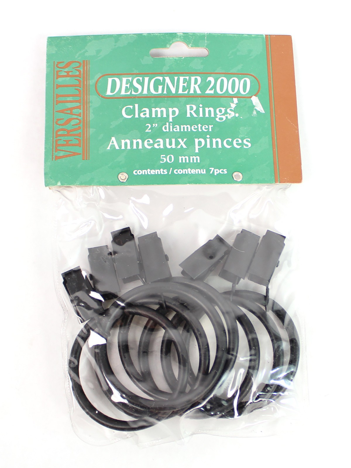 Versailles Designer 2000 Lot of 7 Black Clamp Rings 2″ – Sealed Package