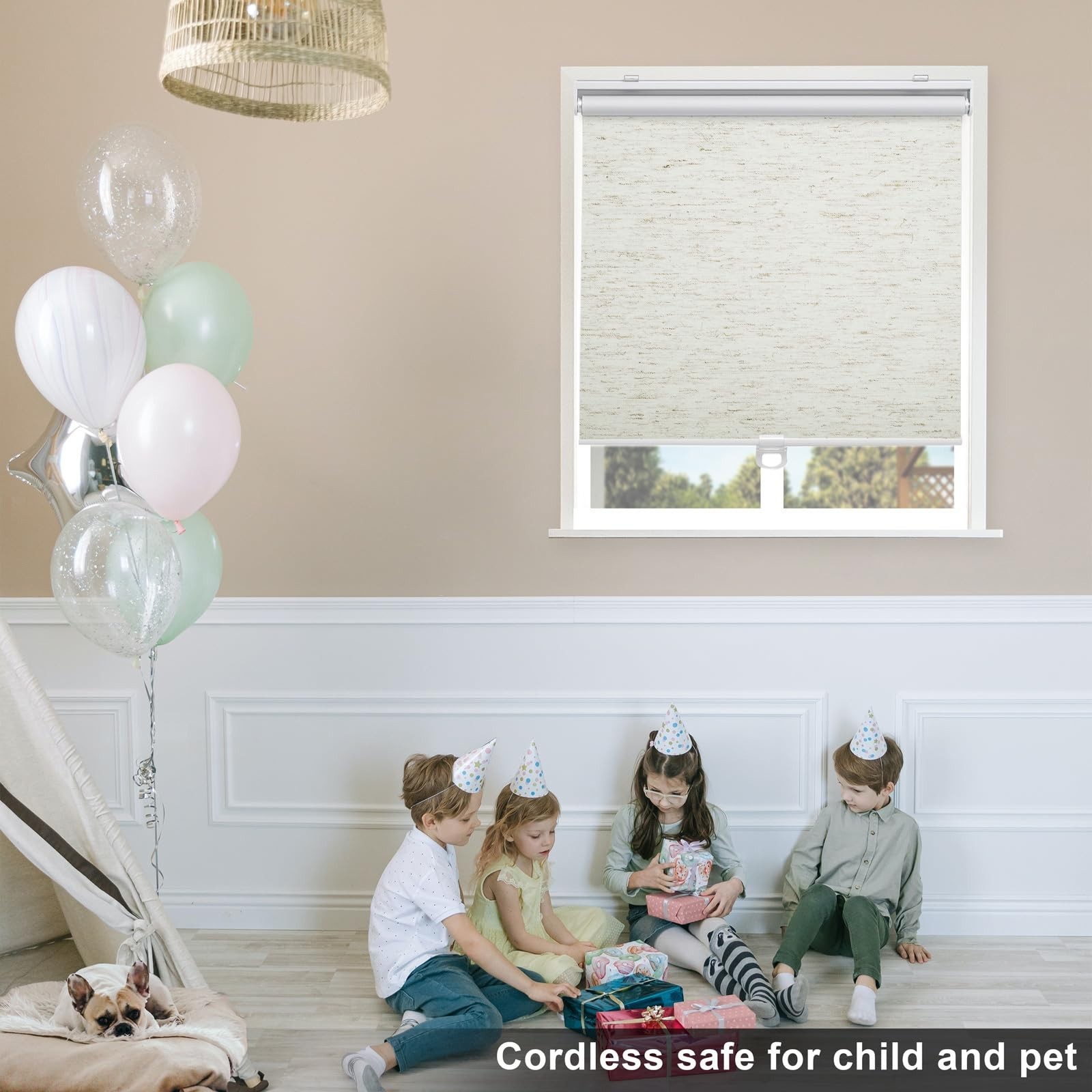 Sunoff Blackout Roller Shades Blinds Cordless for Windows Pull Down Room Darkeni