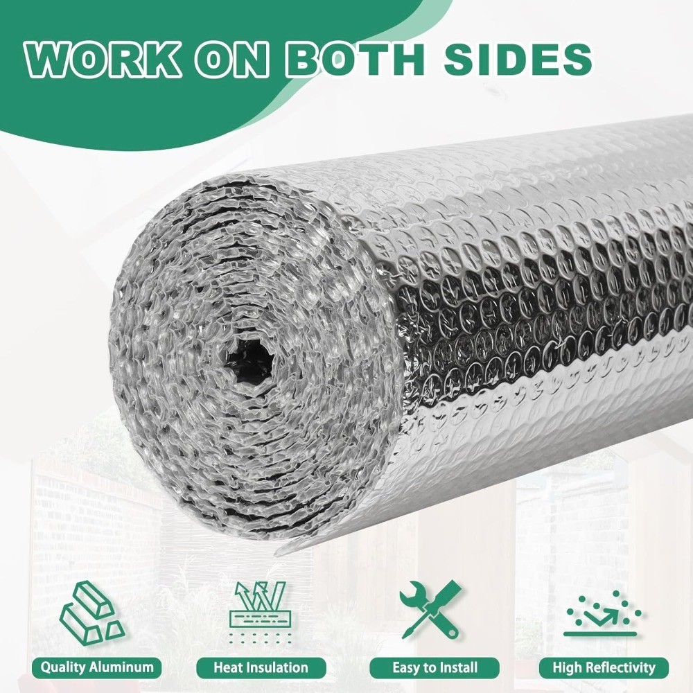 Reflective Bubble Insulation Sheet, Double Side Aluminum Foil Bubble Shield,