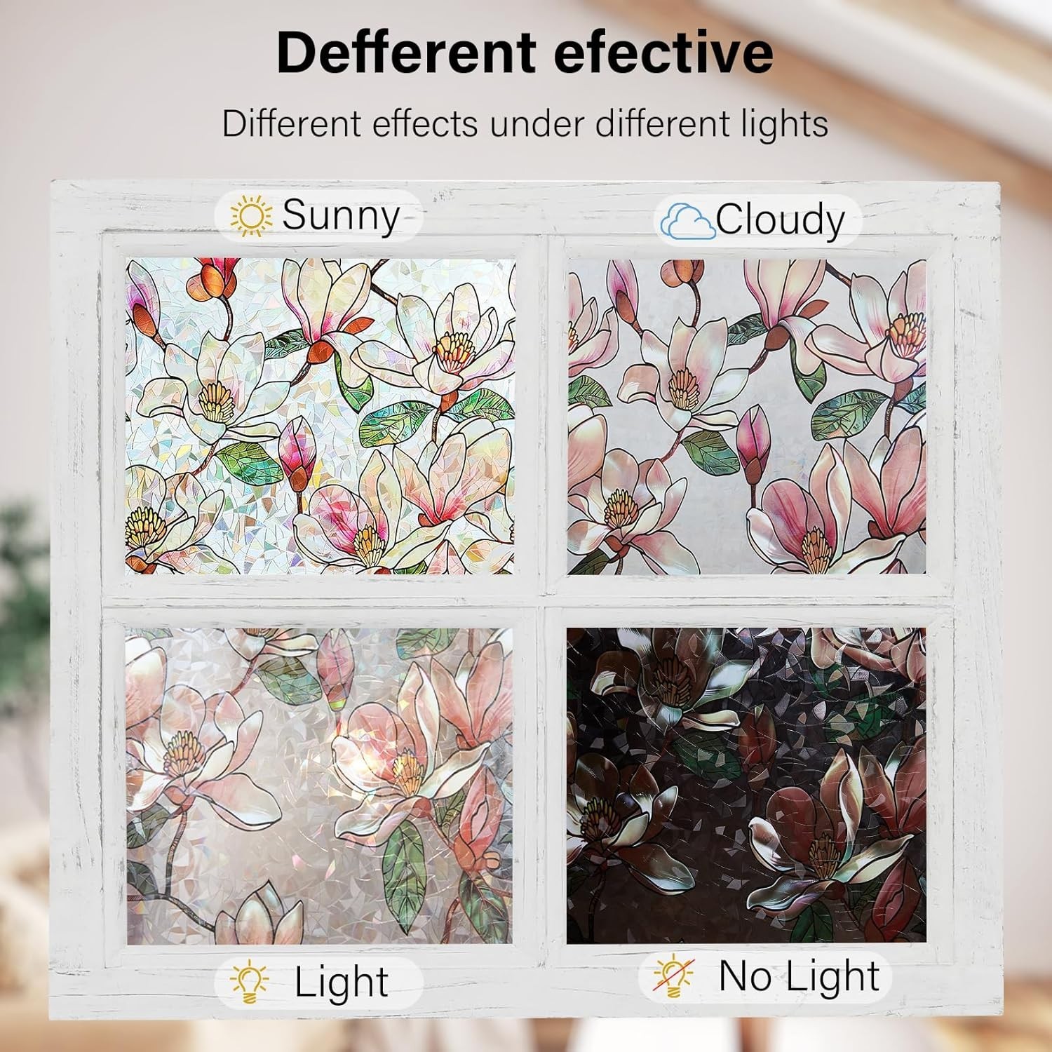 Stained Glass Window Film 17.5″x78.7″ Rainbow Privacy Static Cling Heat