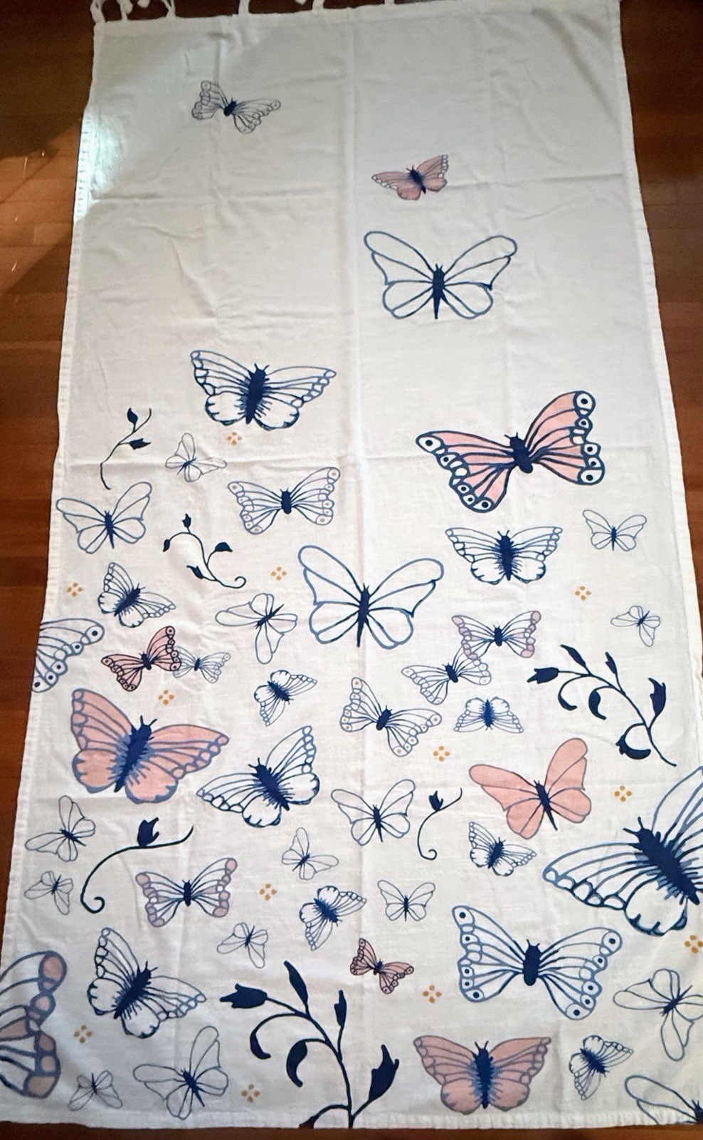 2 Ikea SANGLARKA Curtains Butterfly/White Blue 47×98″ Lanneskog A10
