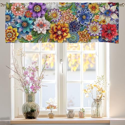 Boho Valances for Windows, Floral Valances for Windows, Boho Window Valance