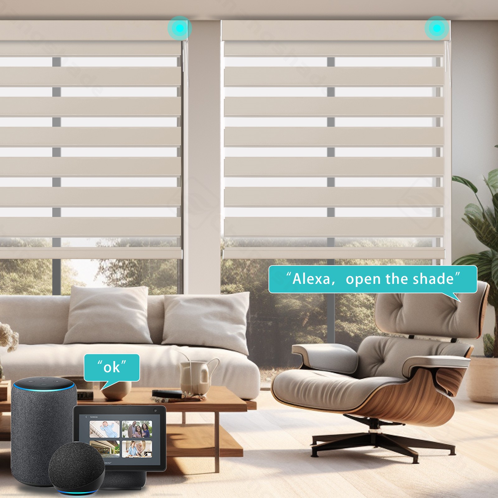Changshade CUSTOM Smart Motorized Zebra Shades Remote Control Roller Blinds
