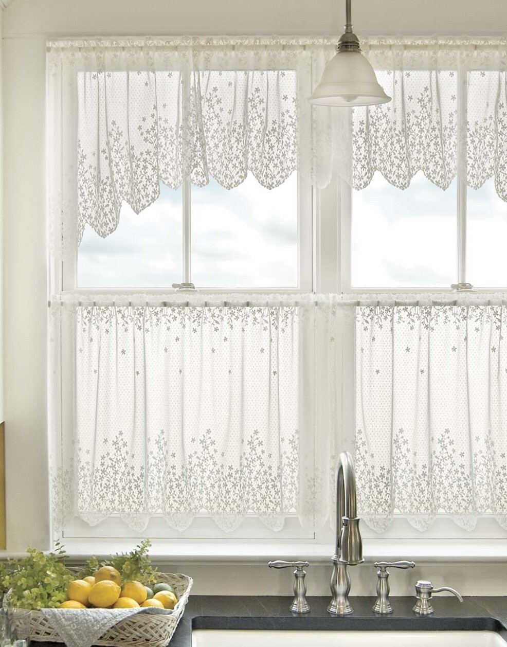 Heritage Lace Blossom Swag Pair 48 x 22 White Package Opened