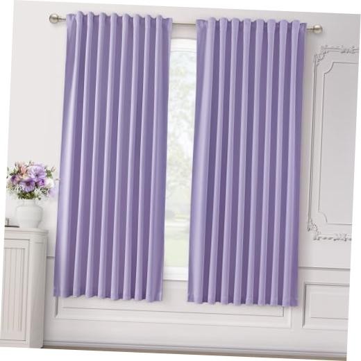 Perple 64 Inches Long Curtains 2 Panels 52″W x 64″L (Pack of 2) Lavender