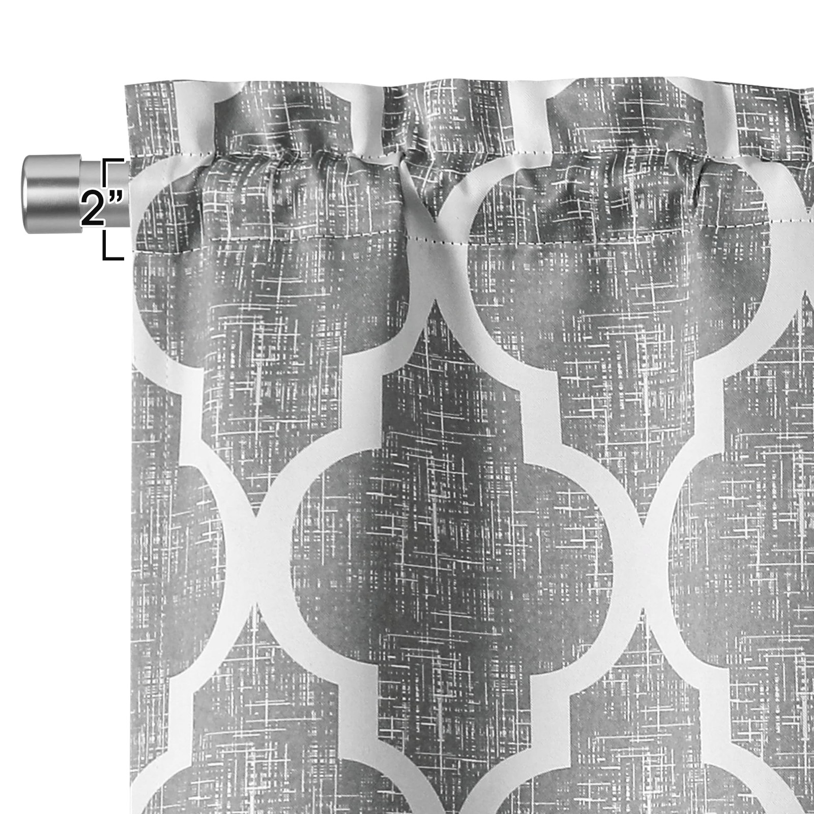 Beauoop Lattice Blackout Window 50″W x 18″L (Pack of 1), Rod Pocket | Grey