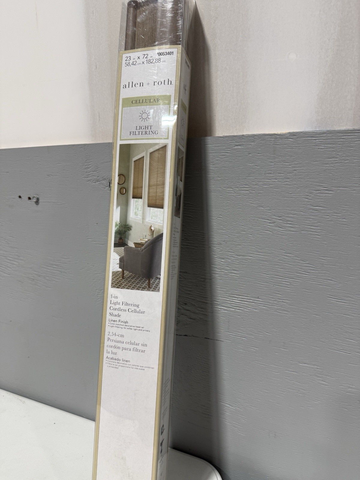 allen + roth 23-in x 72-in Linen Light Filtering Cordless Cellular Shade #86946