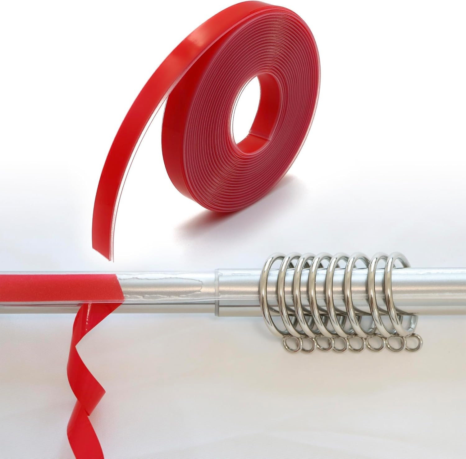 16.4 Ft Hard Surface Curtain Rod Tape, Solve the Problem of Curtain Rings on Tel
