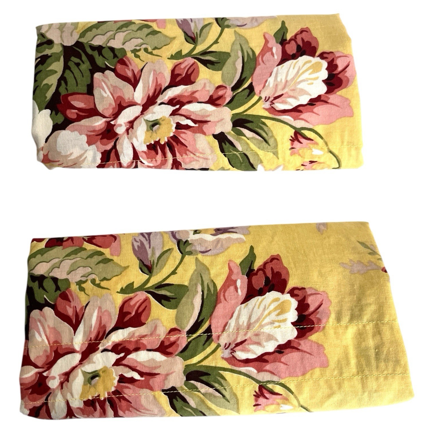 Ralph Lauren Sophie Brooke 17” X 70 ” Valances (2) Yellow Floral Curtain Set