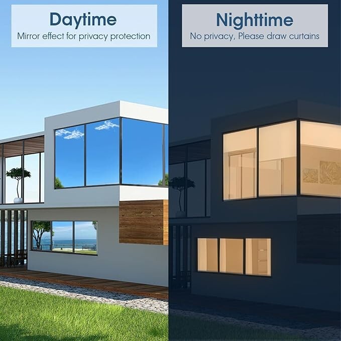 One Way Mirror Window Film – Privacy Reflective Glass Tint, Sun Blocking