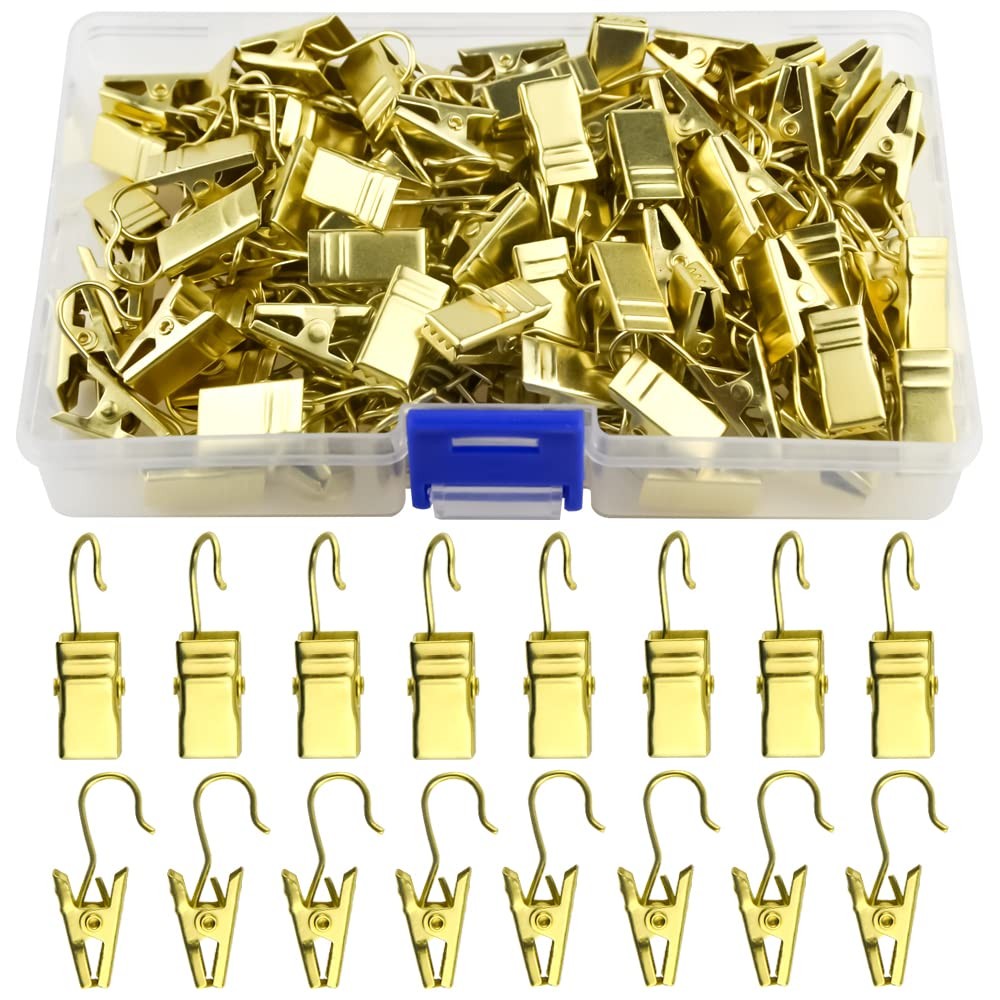 100 PCS Hook Clip Set Mini Metal Curtain Hooks with Clips for Hanging Photos …