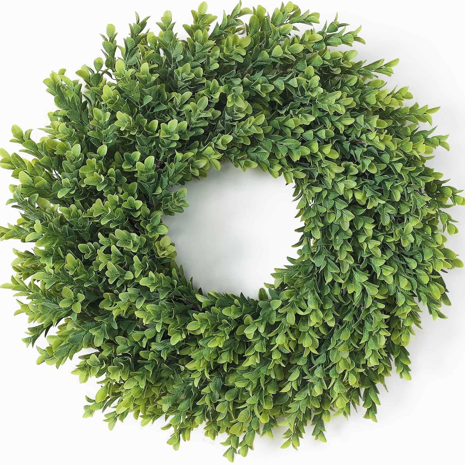 26″ Artificial Boxwood Wreath for Front Door – Large Faux Plant Fake Greenery…