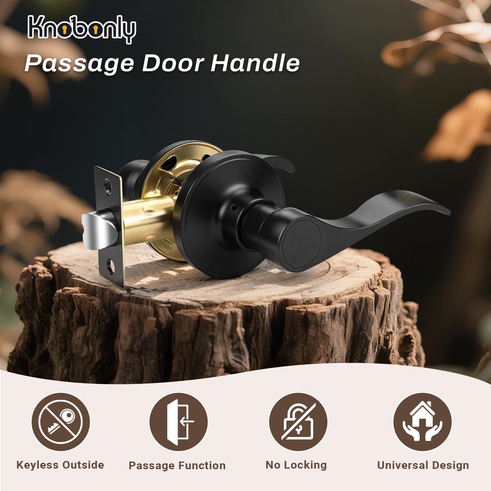 Knobonly 6 Pack Matte Black Pasage Door Levers Interior Door Handles For
