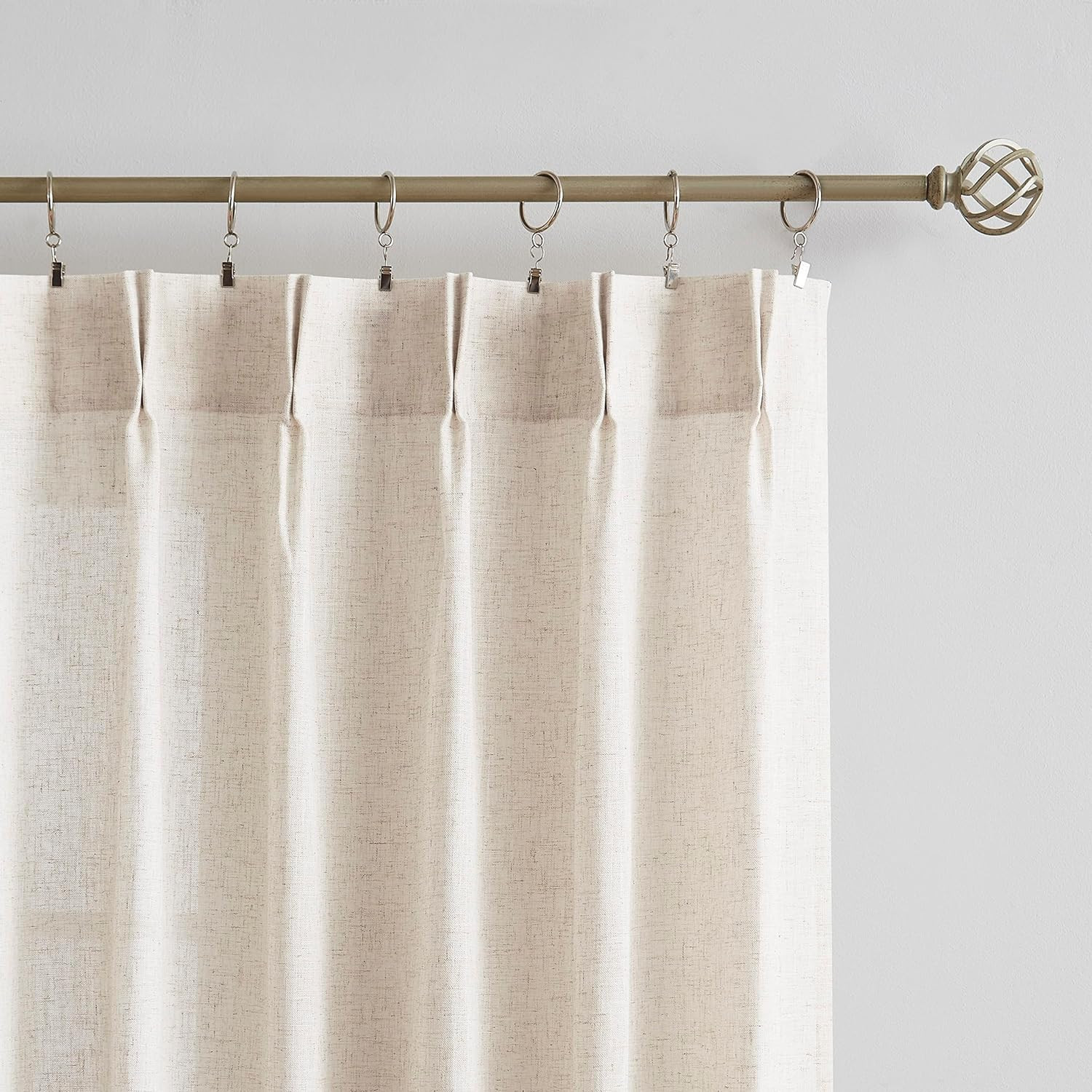 Textured Linen Semi-Sheer Pinch Pleat Curtains 60″x108″ for Living Room