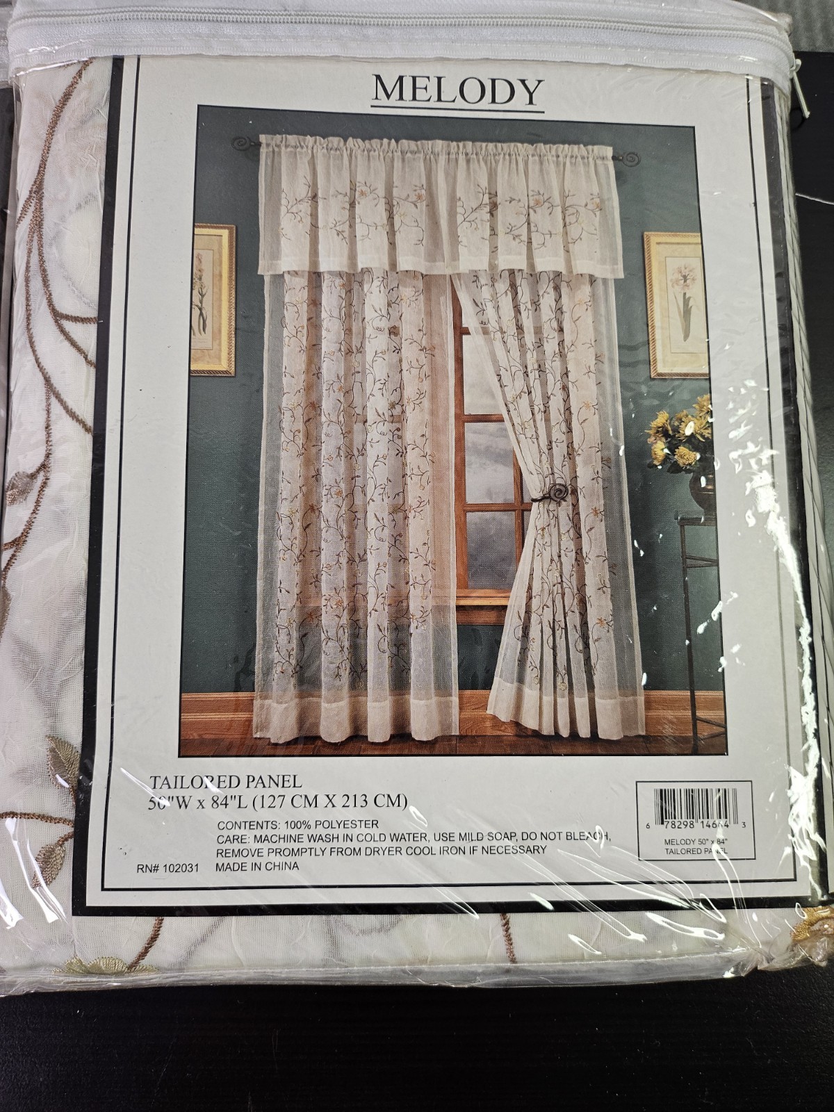 NEW VTG Curtain Set “Melody” Tailored Panel & Valance Floral Design NWT