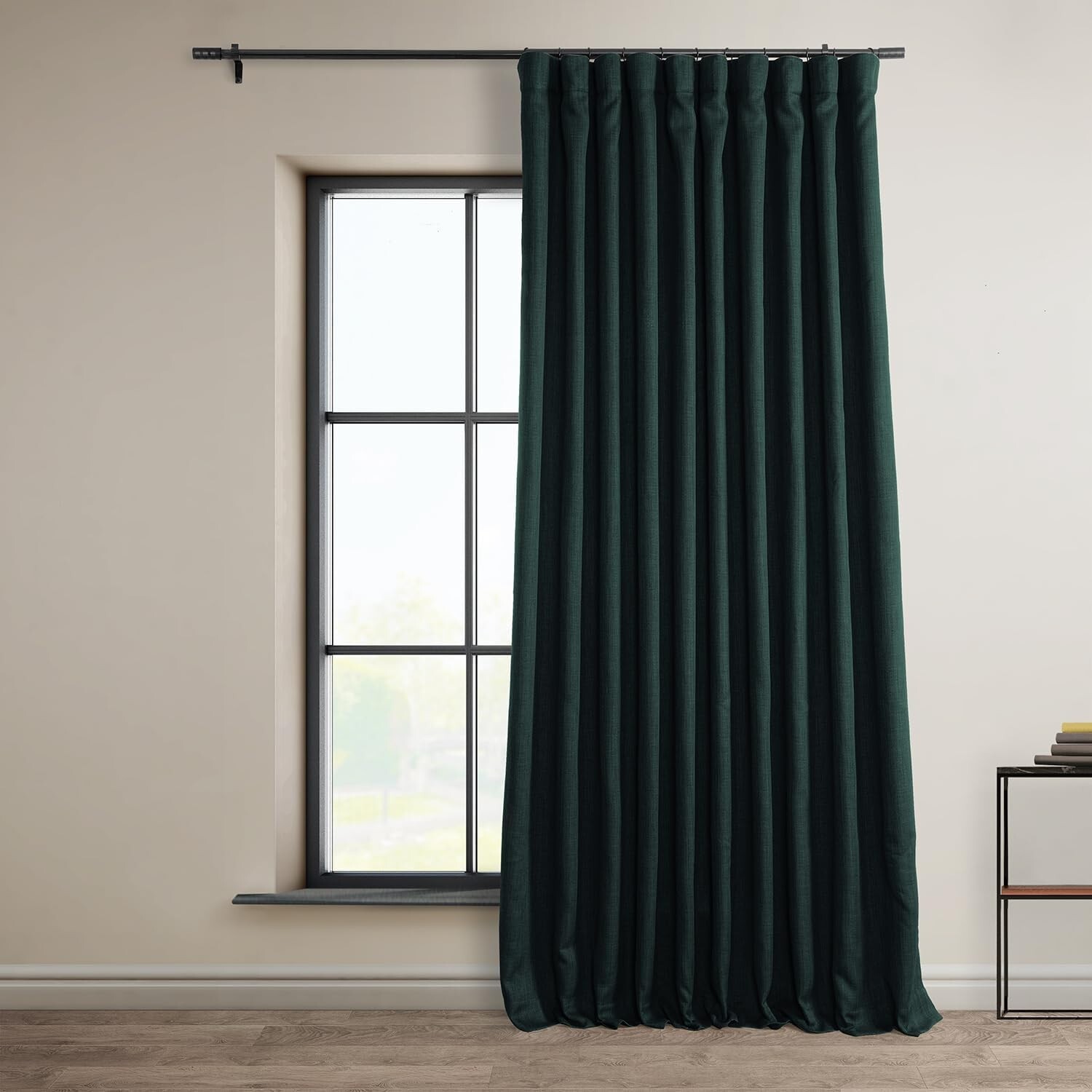 1 Panel Focal Green 84″L x 100″W Linen Darkening Curtains For Living Room