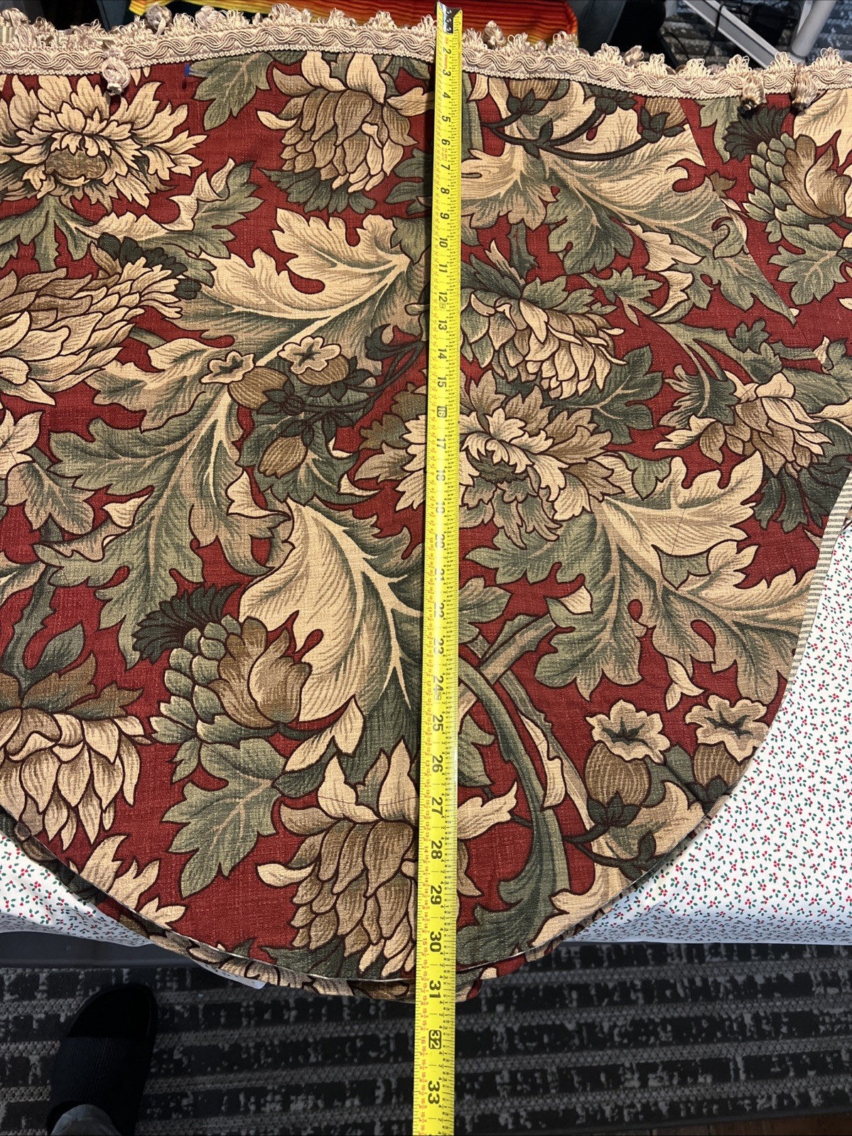 Vintage Custom Scalloped 130” Valances Set of 4 Floral Tapestry Lined w/ Fringe