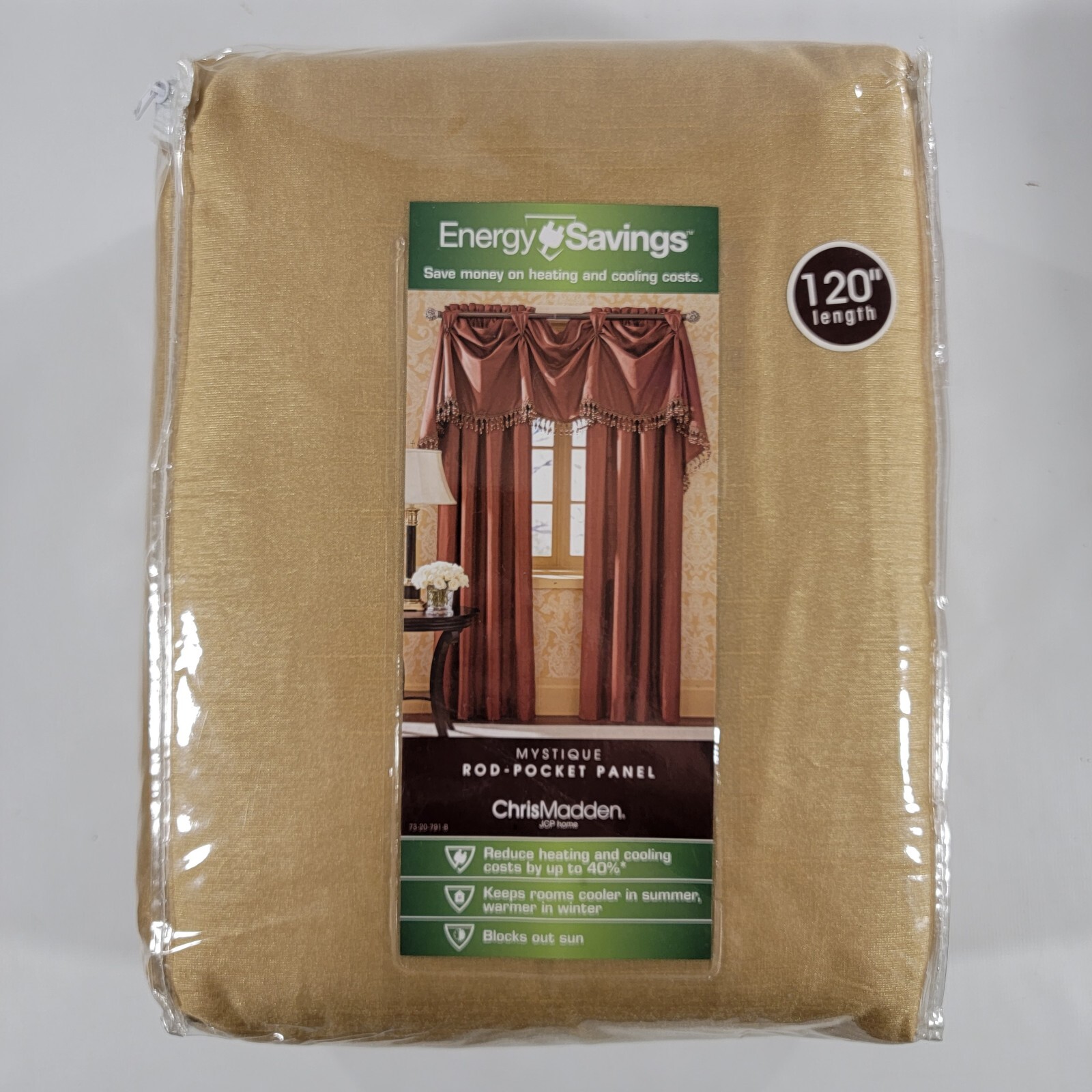 Chris Madden Mystique Curtain Rod Pocket Panel “Pure Gold” 1 Pc. 54″ x 120″