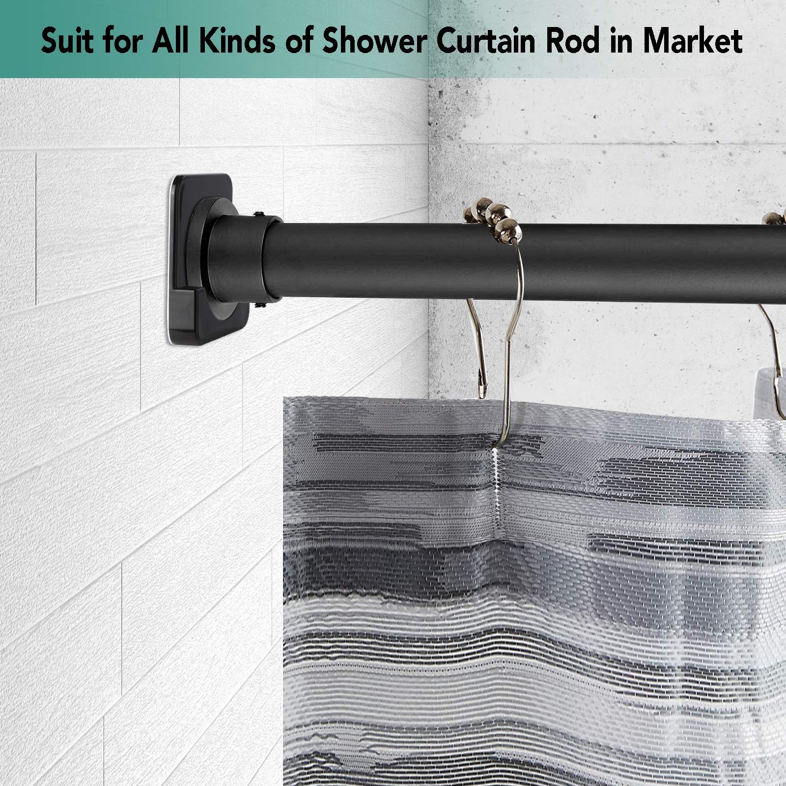Black Shower Curtain Rod Holder for Wall Mount | Adhesive Shower Tension Rod …