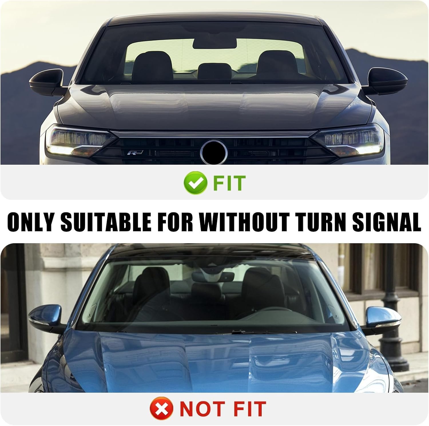 Rearview Mirror Cover Cap Compatible with VW Jetta Left + Right Matte Black