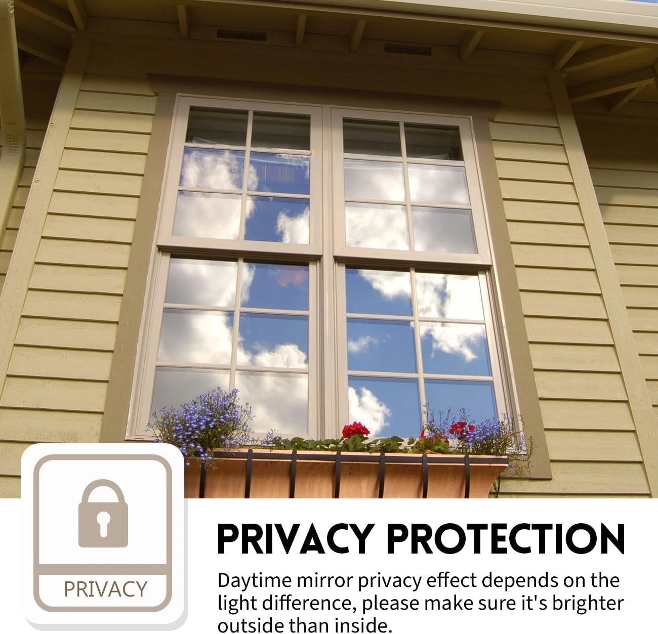 Reflective One Way Privacy Window Film – Heat Control & Anti-UV, 35.4″x8.2′