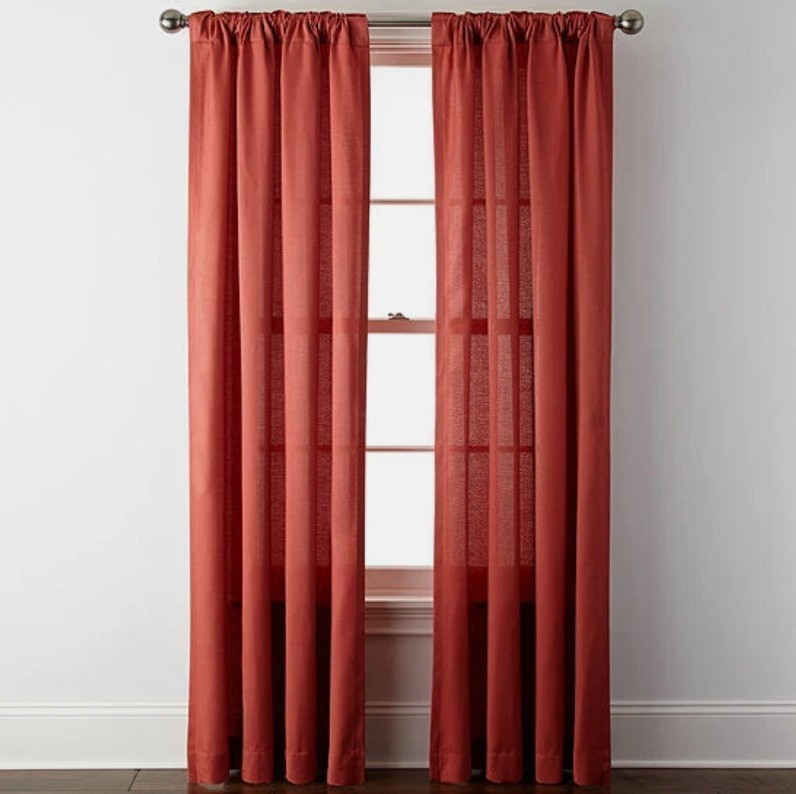 Six New JC Penney-Olive Green 50″x 72″ Rialto Rod Pocket Back-Tab Panel Curtain.