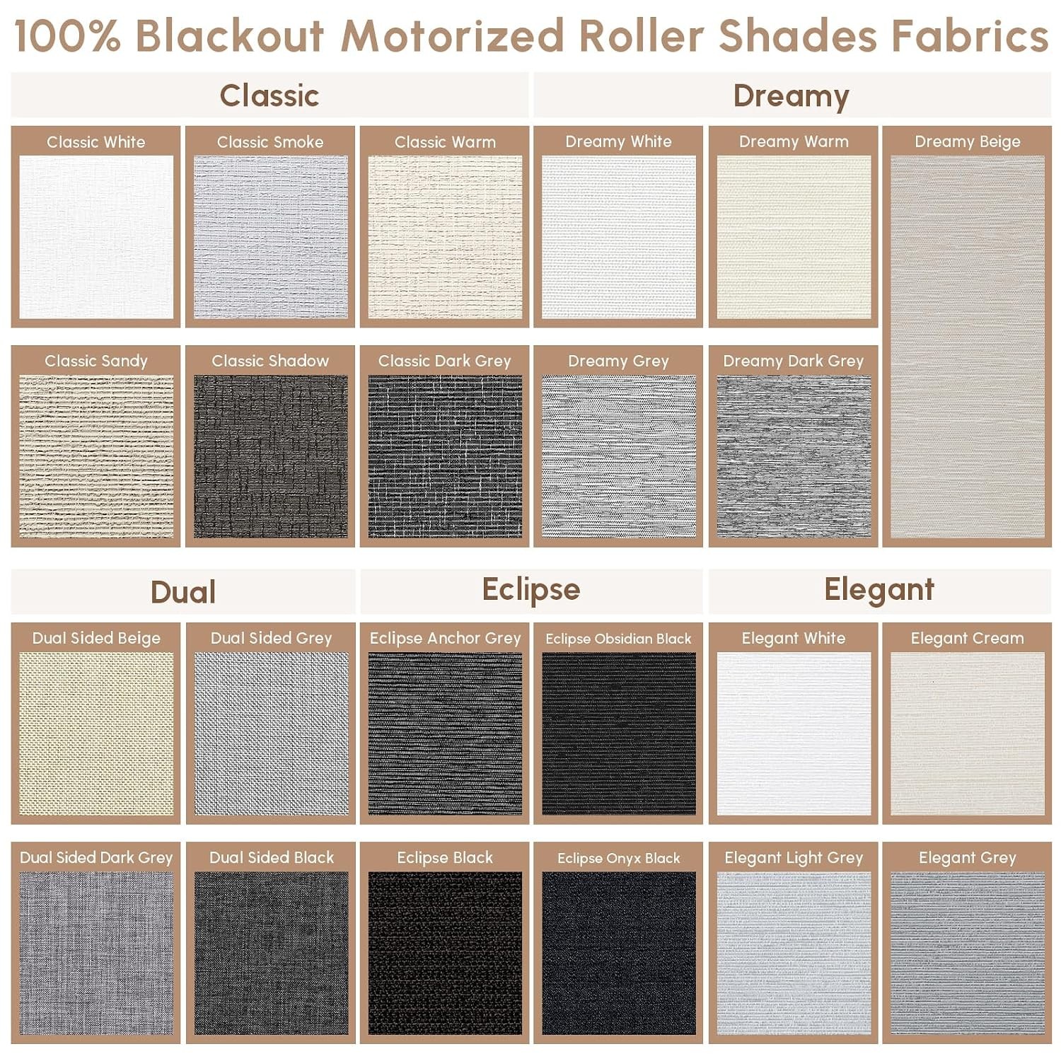 No Drill Motorized Blackout Roller Shades 100% Blackout Fabric Remote Control