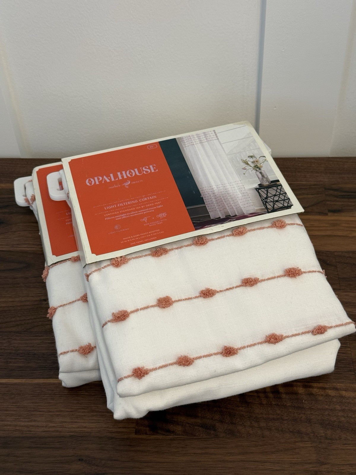 Target Opal House Light Filtering Curtain Panel 54 X 95 White & Dark Peach