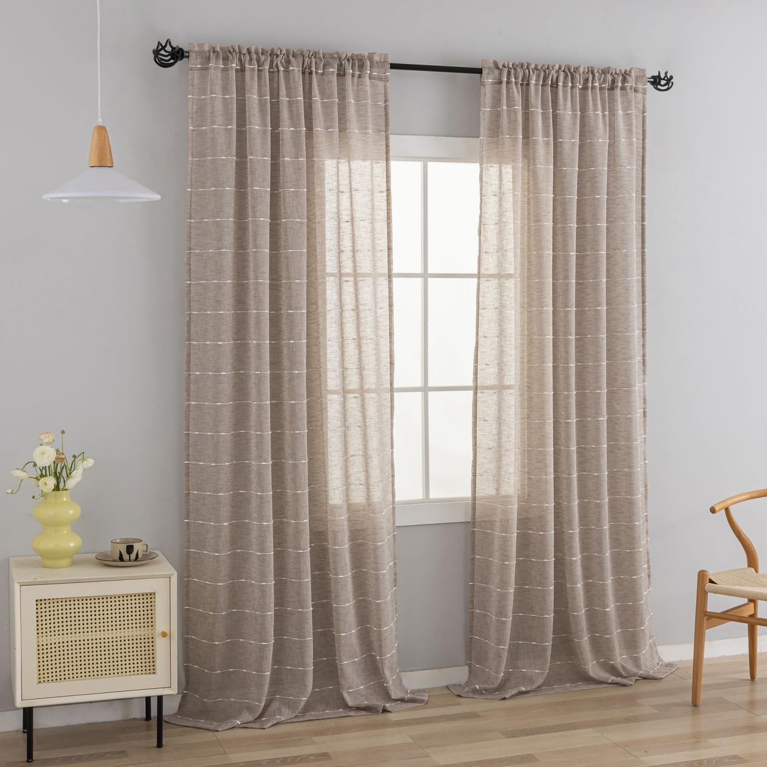 YJ YANJUN Viral Curtains 84 Inches Long for Living Room 2 Panels Boho Embroid…