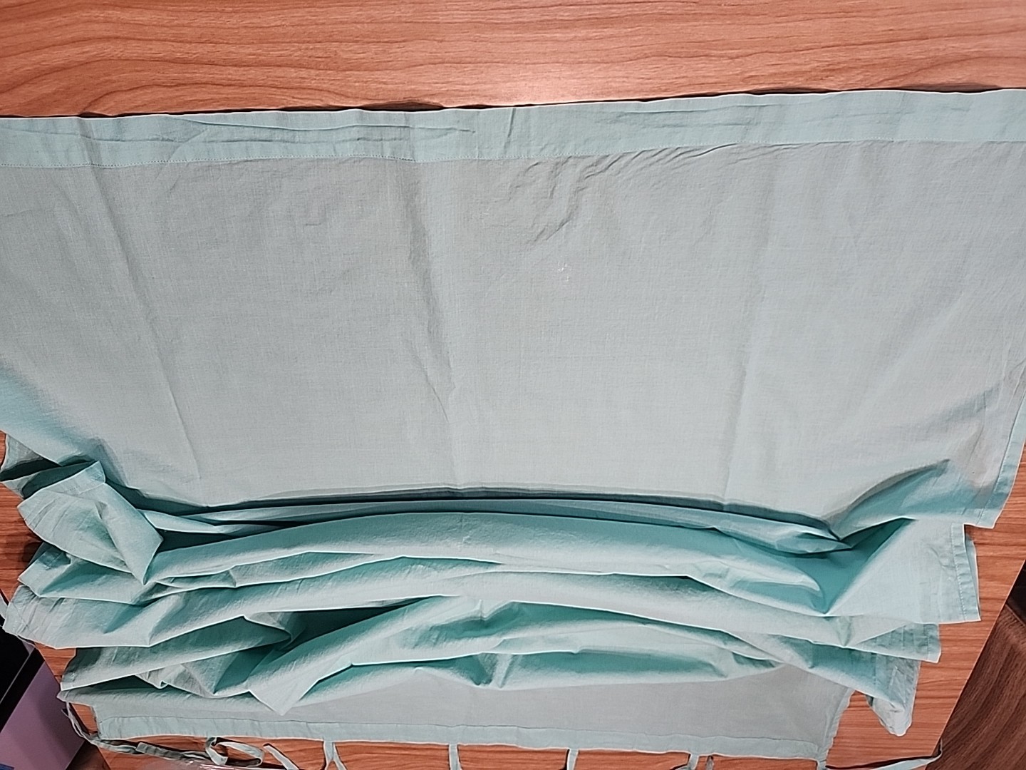 Pottery Barn Teen Curtain 40 X 84 Inches Tie To Aqua Teal Turquois 100% Cotton
