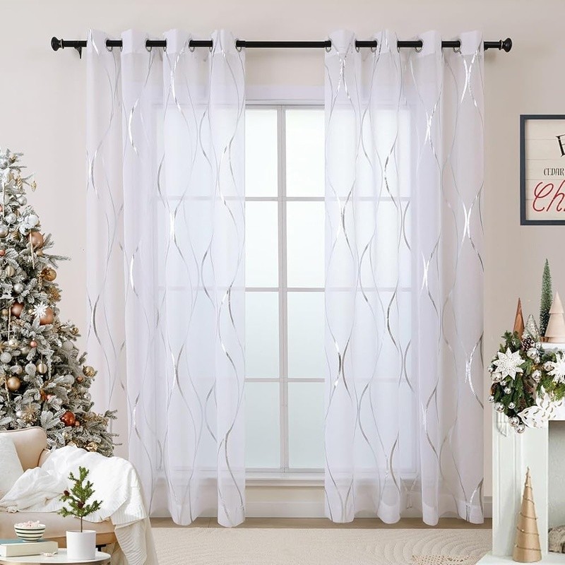Sheer Curtains 2 Panels White See-through Grommet Top Polyester Home Decor New