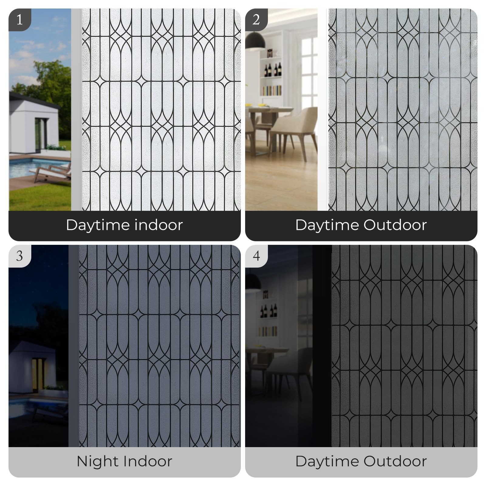 Window Film Privacy Stained Glass Decorative Static Cling UV Blocking Removable