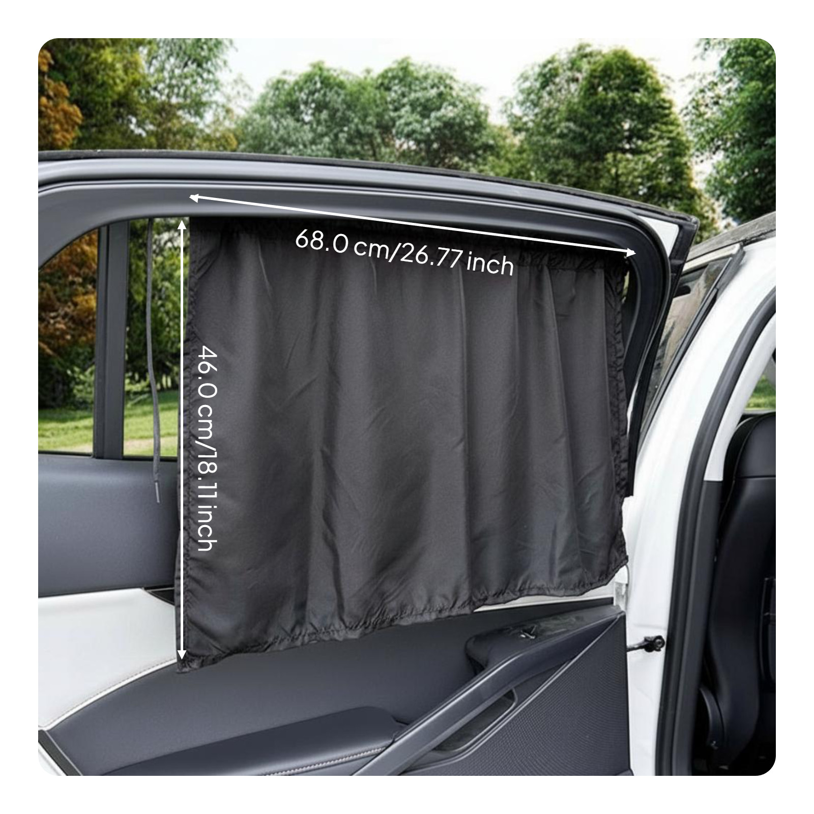 Car Window Shade, Opaque Privacy Screen, Suction holder Installation, Sun