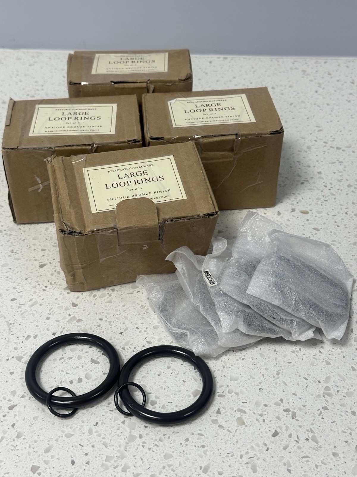 Restoration Hardware Large Loop Rings Lot Of 28 Antique Bronze Finish Open Box