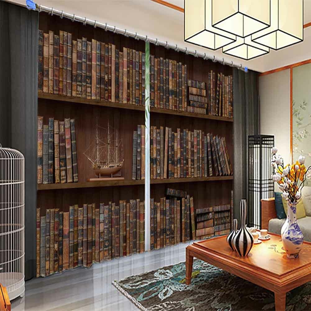 Bookshelf Light Seed 3D Curtain Blockout Photo Printing Curtains Drape Fabric