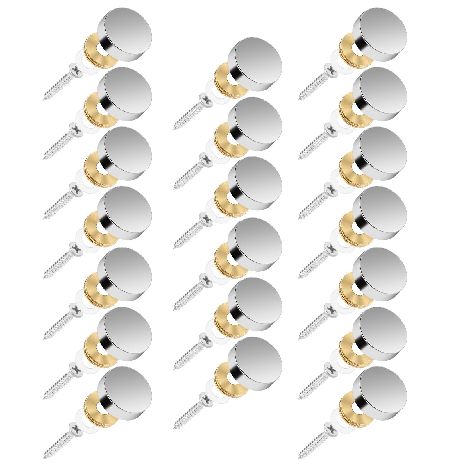 20 Pack Stainless Steel Screw Cover Caps 16mm Decorative Nail Covers Silver