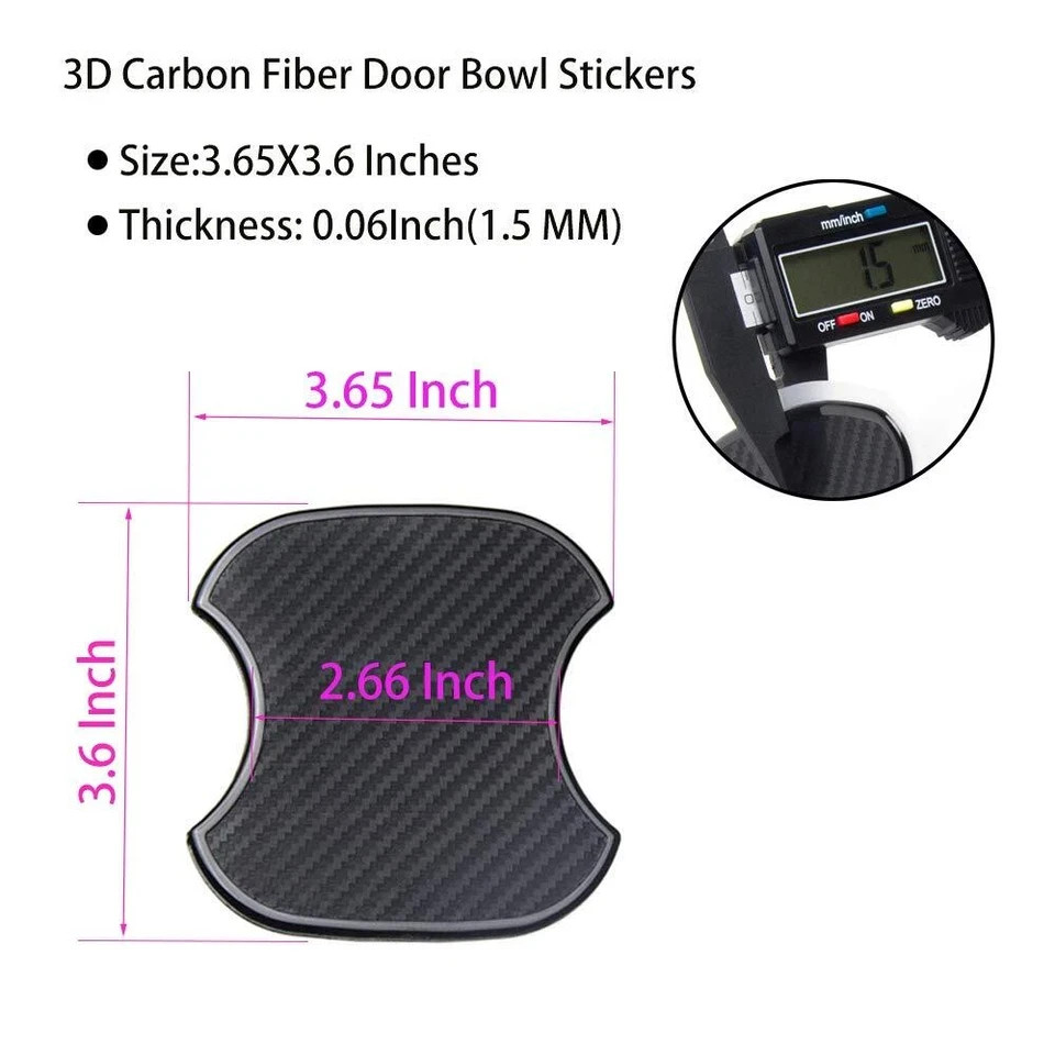 4 Pcs Universal 3D Carbon Fiber Car Door Handle Paint Scratch Protector Sticker