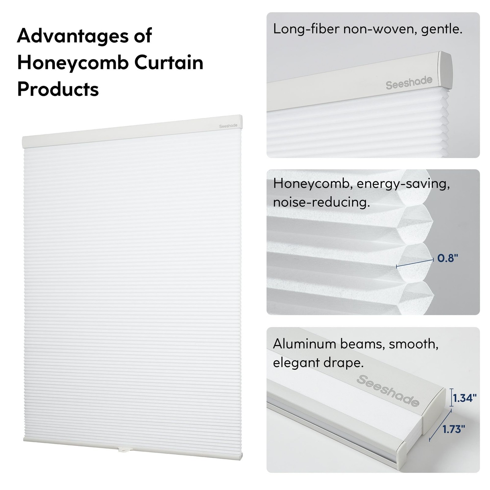 Cellular Shades Cordless Top Down Bottom Up Honeycomb Blinds, Blackout Window