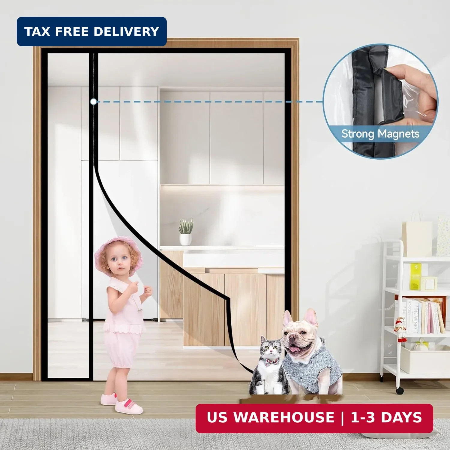 Transparent Insulated Door Curtains, Sunmoxia Reversible Left or Right Side Open