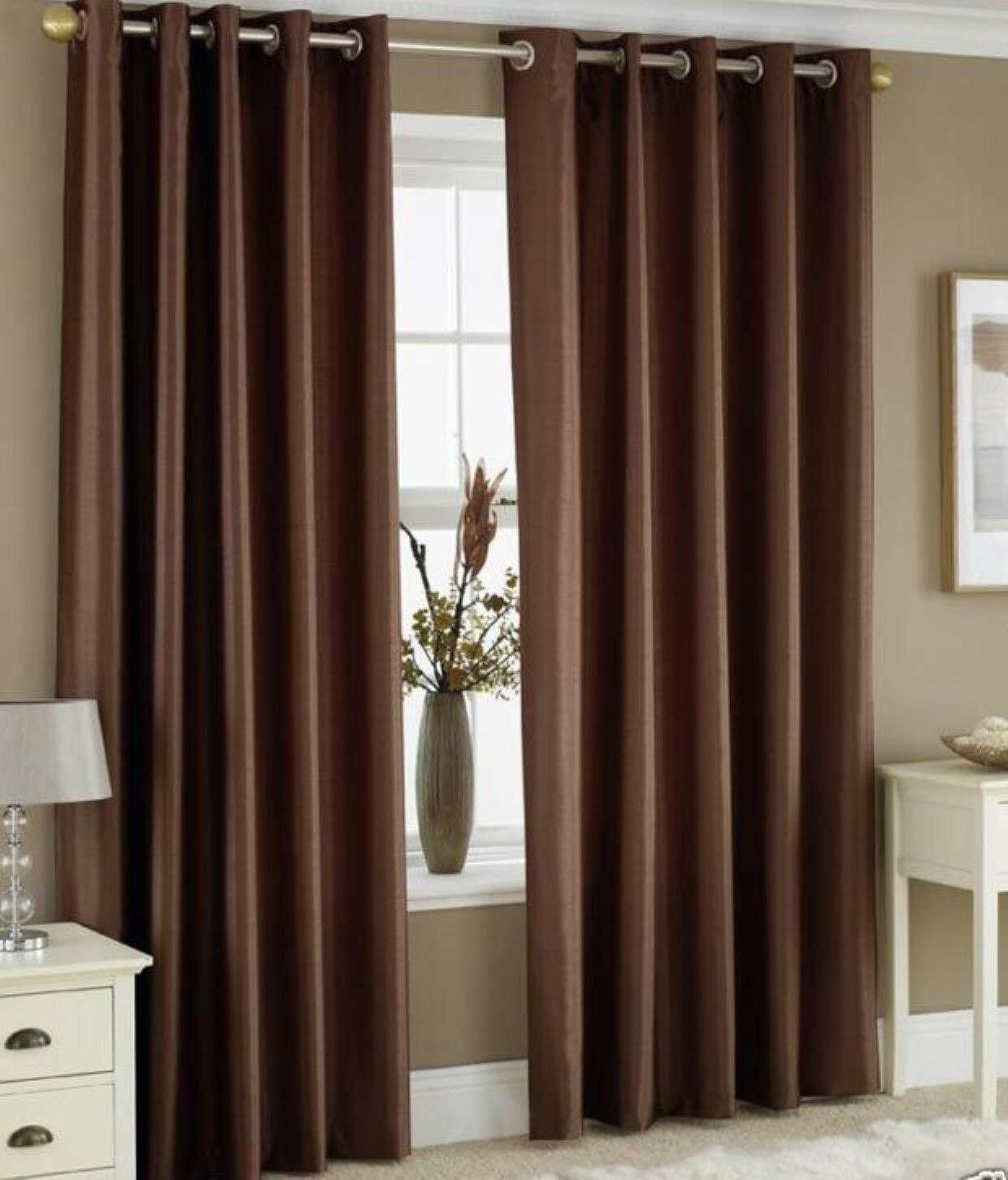 New Polyester 2 Piece Door Curtain Set – Coffee, 4 x 7 ft.
