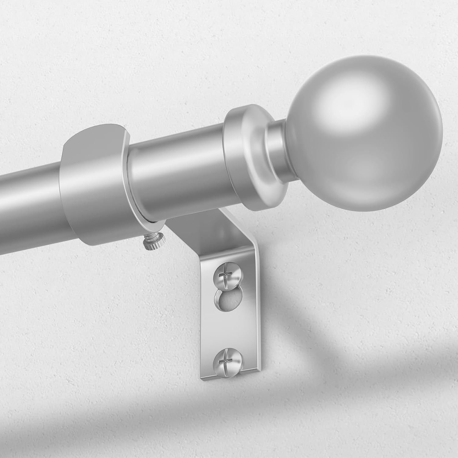 Extra Long Silver Curtain Rod, 1 Inch Adjustable Heavy Duty Curtain Rods for Win