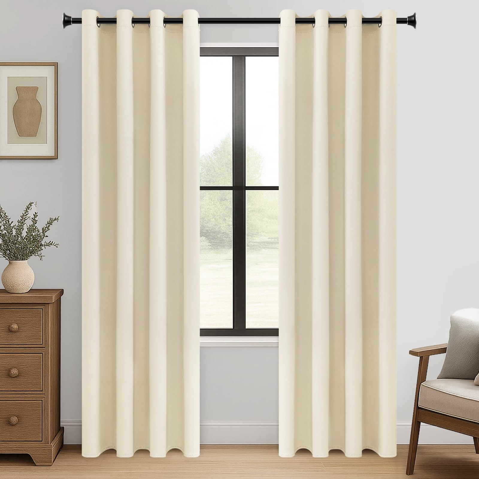 Thermal Curtain Cold Protection Curtain Opaque with Eyelets Set of 2, 210 cm Long, 1…