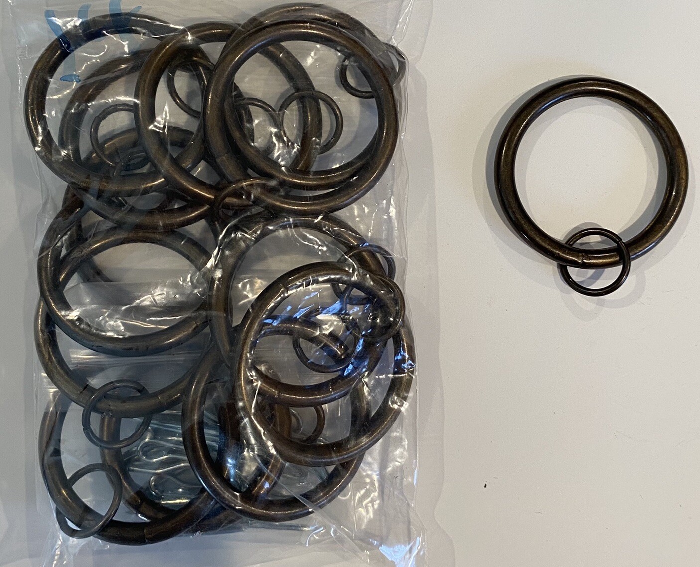 14 Brassy Bronze Metal Clip Curtain Drapery Rings for 1.5″ inch rod or under