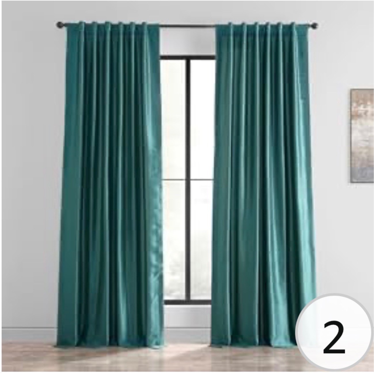 Exclusive Fabrics Faux Silk Taffeta Curtains Teal Blue Back Tab Luxe 108×48″