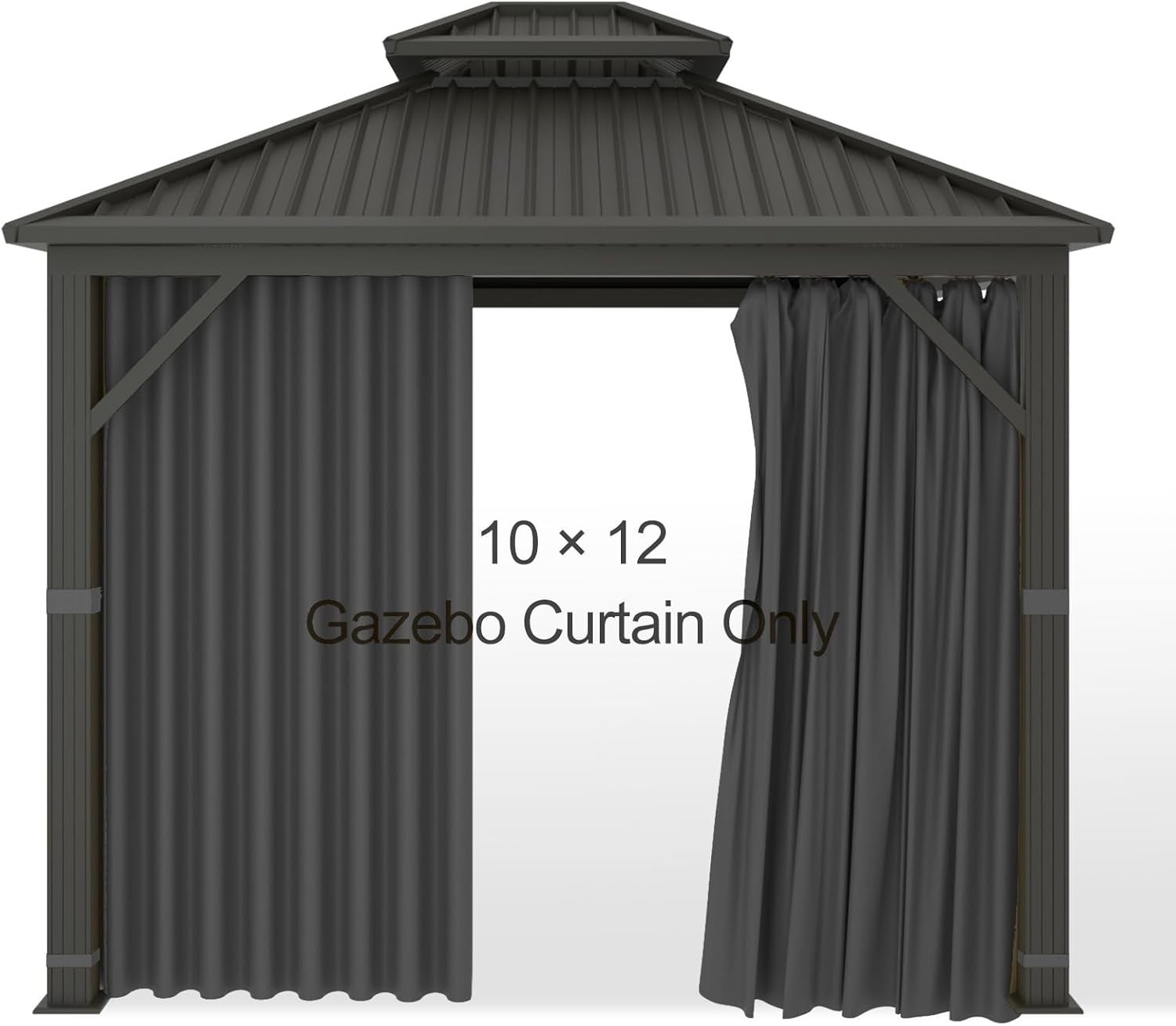 Gazebo Privacy Curtain Polyester 10×12 Outdoor Zippered Side Wall Black