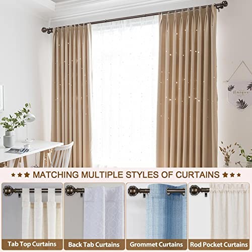 1 Inch Double Curtain Rods for Windows 36 to 72 Inches 36-72″ Antique Bronze