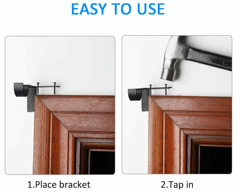 2pcs Single Hang Curtain Rod Holders Tap Right Window Frame Curtain Rod Bracket