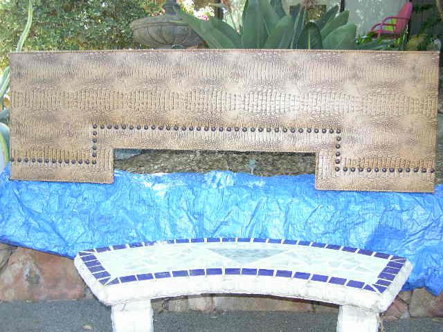 WIDOW TREATMENT UPHOLSTERED CUSTOM MADE CORNICE BOARD FAUX ALLIGATOR NAILHEAD