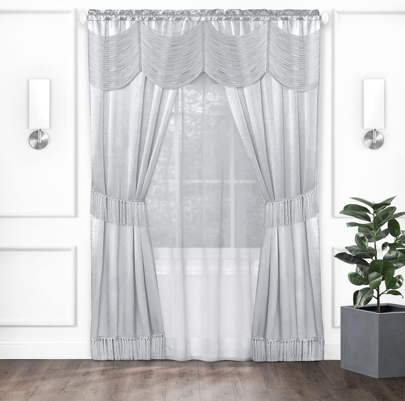 Halley Window Curtains, 6-Piece Set – 56 Inch Width, 84 Inch Length, 2 Inch Rod